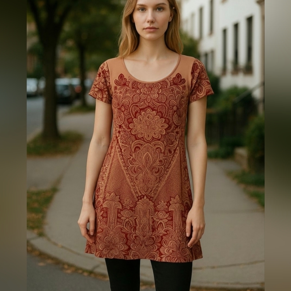 LUCKY BRAND Elegant Floral Patterned Dress. Size L - Picture 9 of 9